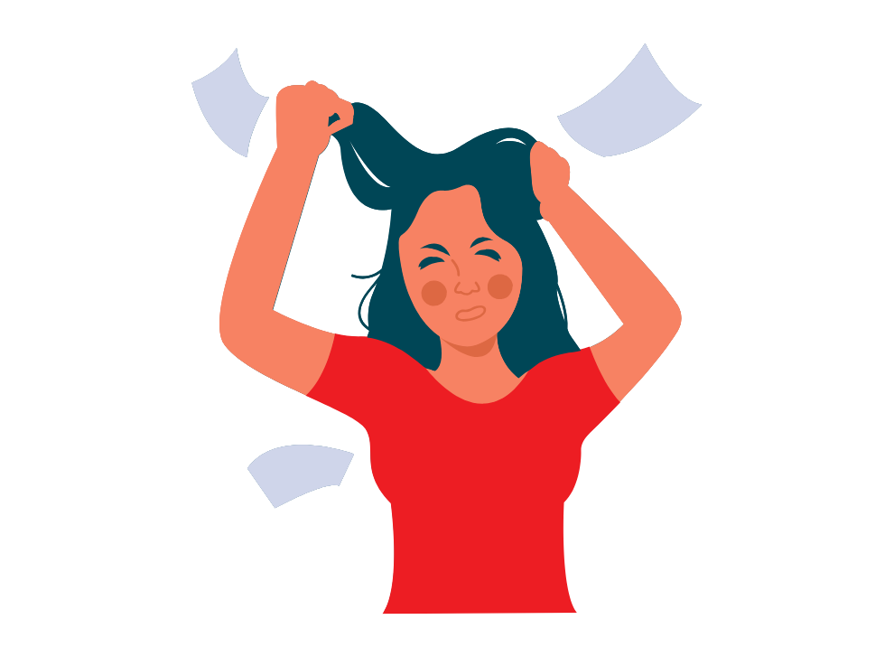Illustration d'une femme stressée par le travail (Risques psycho-sociaux)