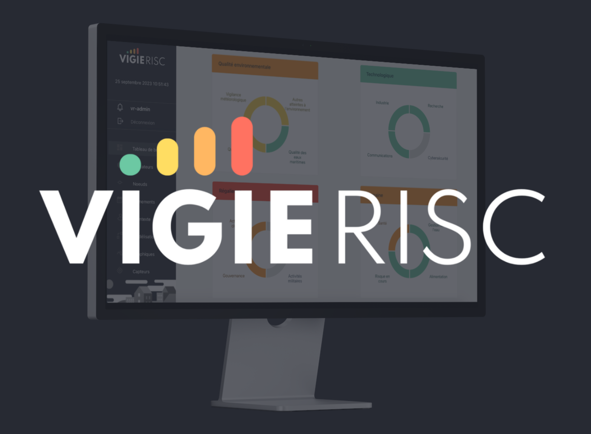 Visualisation de la solution VigieRisc dédiée à l’analyse systémique des risques et au soutien à la prise de décision en contexte complexe.